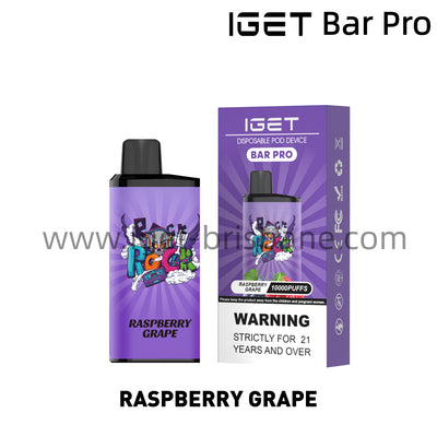 IGET Bar Pro Disposable Vape 10000 Puffs - Raspberry Grape