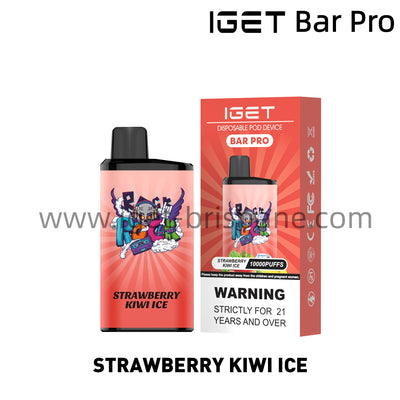IGET Bar Pro Disposable Vape 10000 Puffs - Strawberry Kiwi Ice