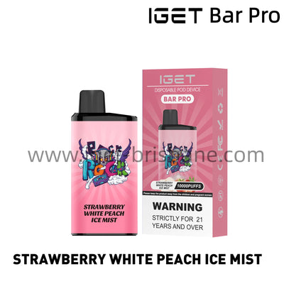 IGET Bar Pro Disposable Vape 10000 Puffs - Strawberry White Peach Ice Mist
